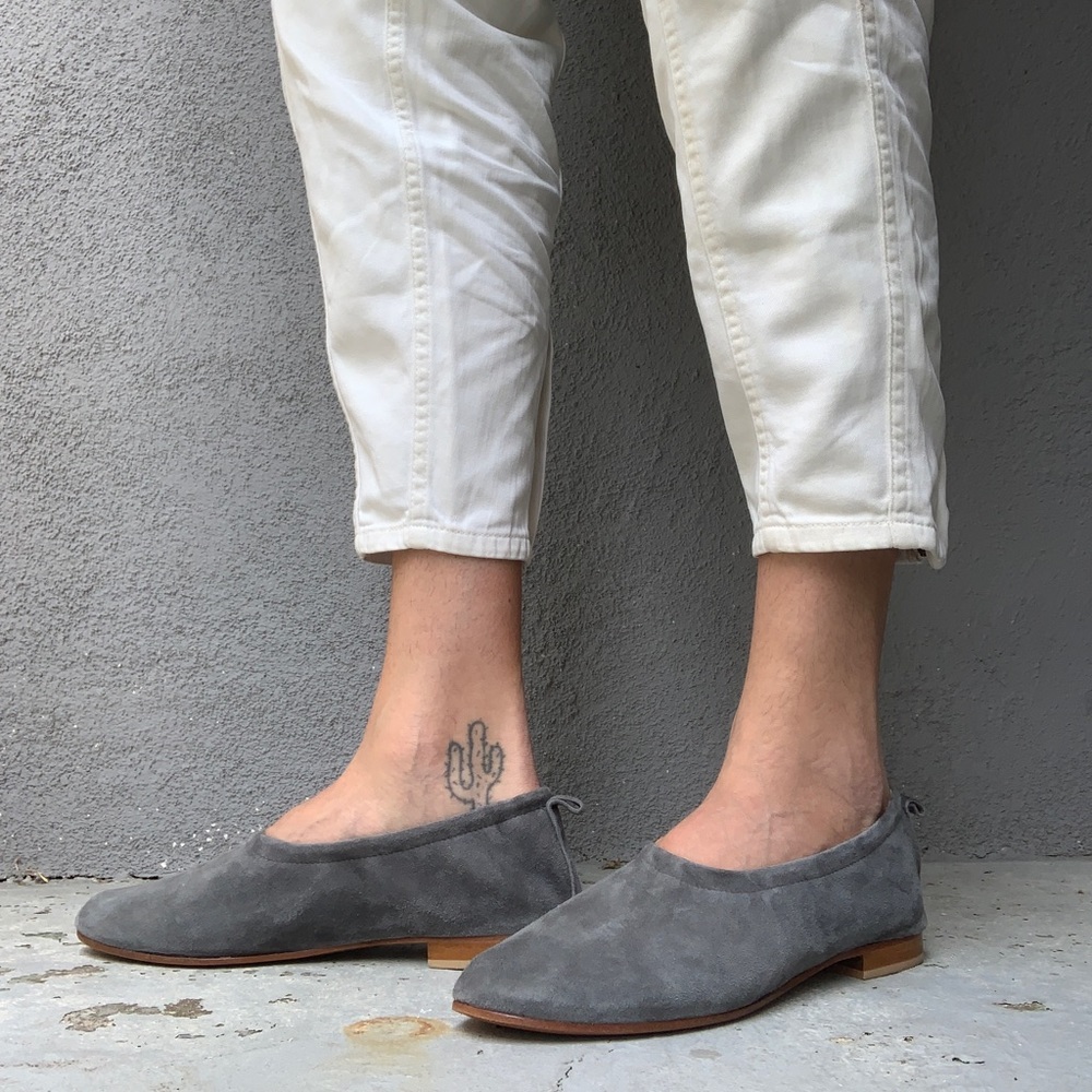 ASKA grey suede flats